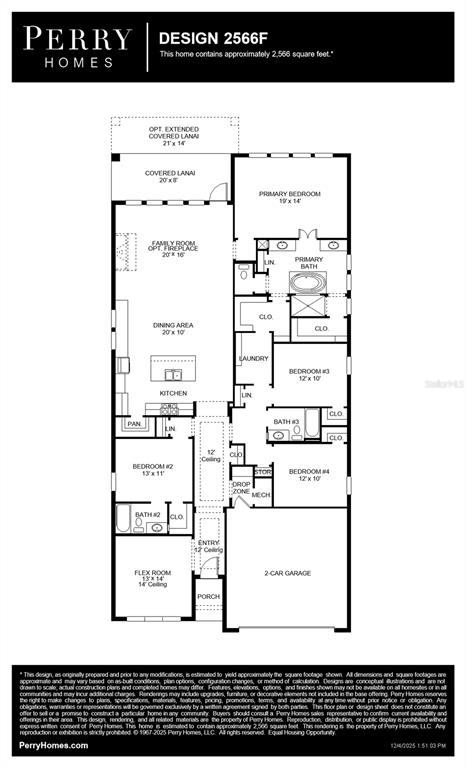 This is a floor plan for a Perry Homes single-story residential house design — 3822 COUNTRY VIEW COURT, BRADENTON, FL