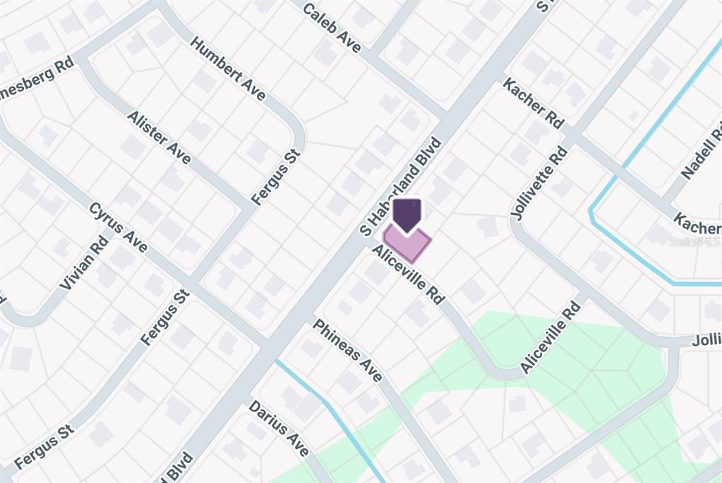 This is a map showing streets and a property location marked with a pin — ALICEVILLE ROAD, NORTH PORT, FL