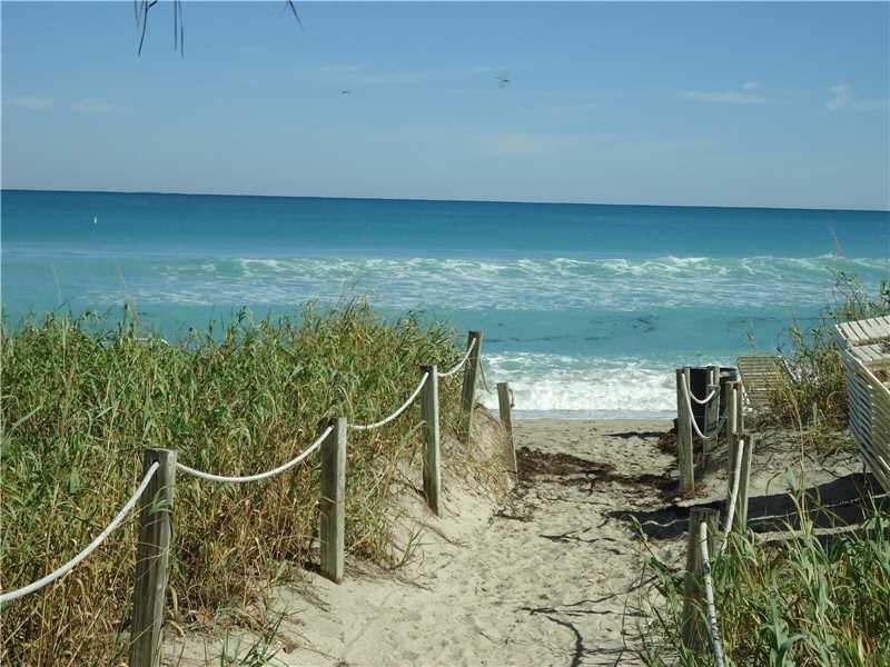 A sandy path leads through beach grass to the ocean with a rope fence — 2080 S Ocean Drive # 703, Hallandale Beach FL 33009, HALLANDALE BEACH, FL