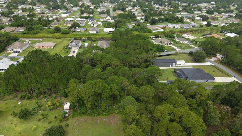 An aerial view shows a wooded residential lot surrounded by houses and paved roads — 2917 HESTER AVENUE SE, PALM BAY, FL