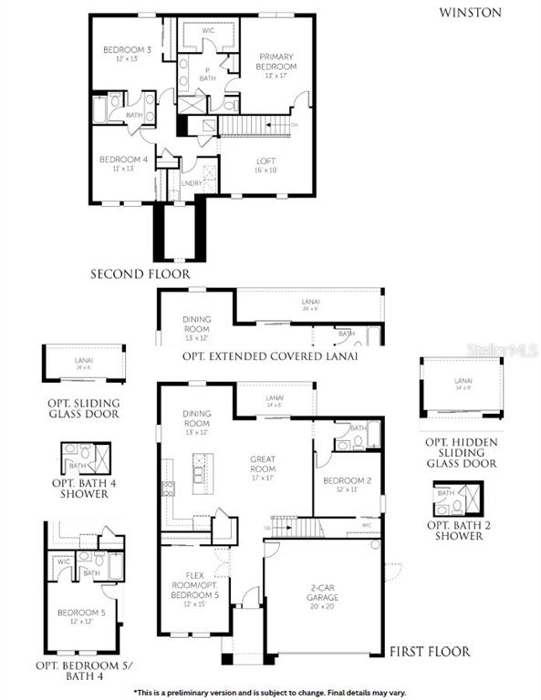 This floor plan shows the first and second levels of a house with five bedrooms — 10653 NW SUNCREST LOOP, PORT ST LUCIE, FL