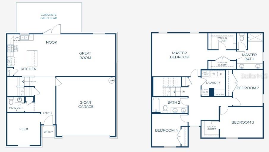 This floor plan shows a two-story house with a garage, four bedrooms, and multiple bathrooms — 31576 WILD GRAPE LANE, BROOKSVILLE, FL