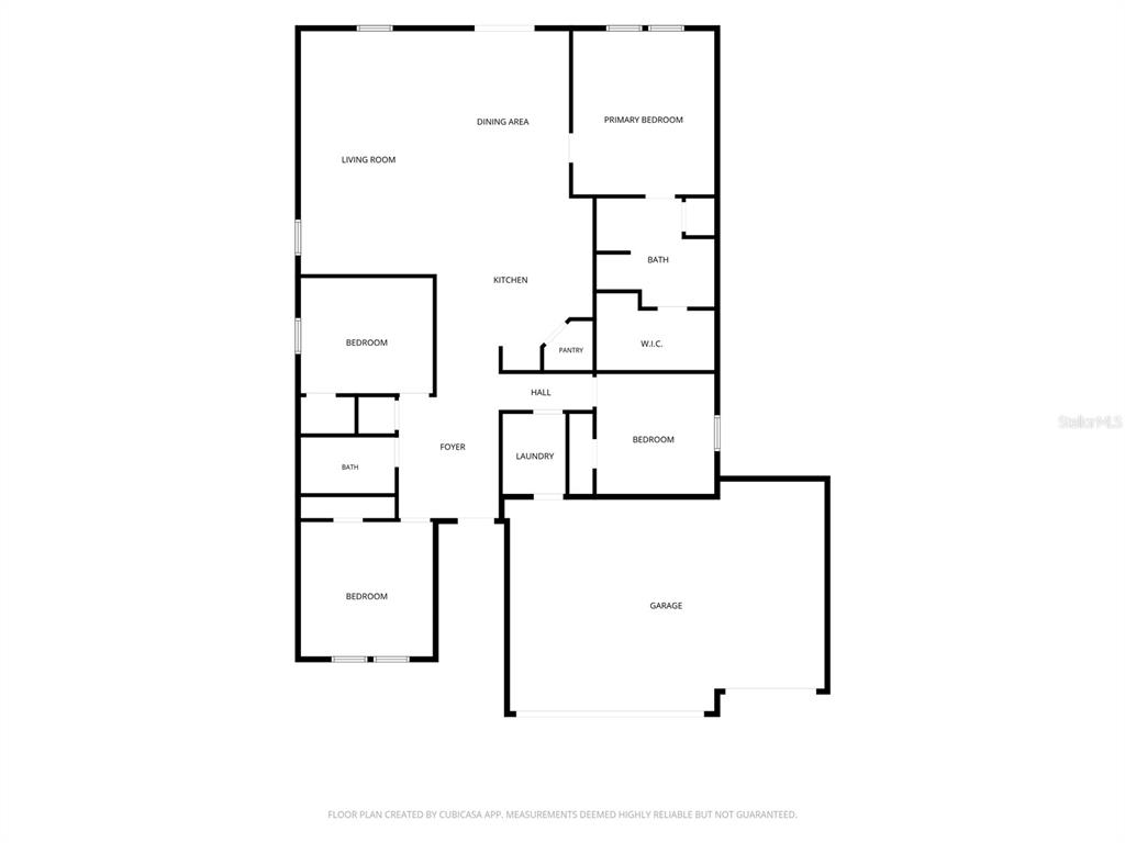 This is a floor plan of a single-story home featuring three bedrooms and a garage — 1615 MEADOWLARK DRIVE, DELTONA, FL