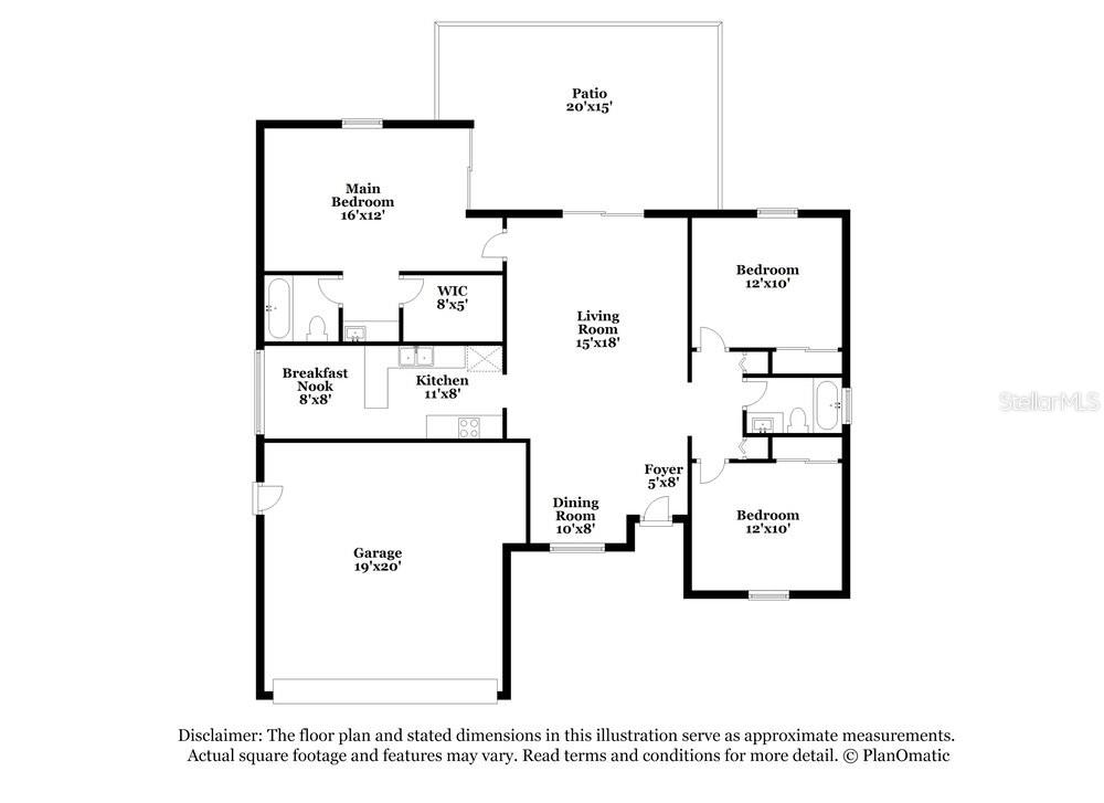 This is a floor plan for a single-story house with three bedrooms and a garage — 23106 MAYFAIR ROAD, LAND O LAKES, FL