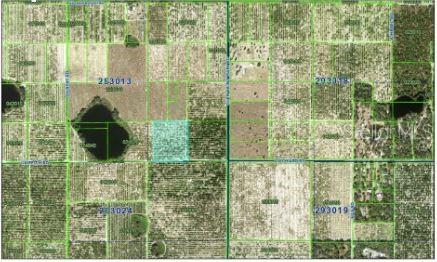 This is an aerial map showing land parcels with green boundary lines and a highlighted lot — GLENN ST MARY ROAD, LAKE WALES, FL