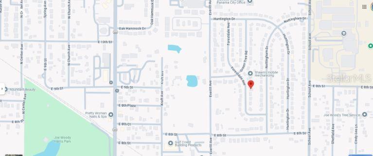 This is a map showing the location of a property in a residential neighborhood — 810 FORESTDALE AVENUE, PANAMA CITY, FL