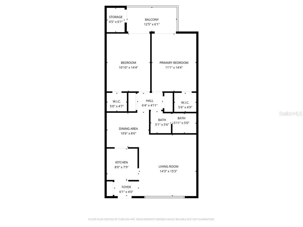 This is a floor plan for a two-bedroom apartment with a balcony and two bathrooms — 22375 EDGEWATER DRIVE UNIT 256, PUNTA GORDA, FL