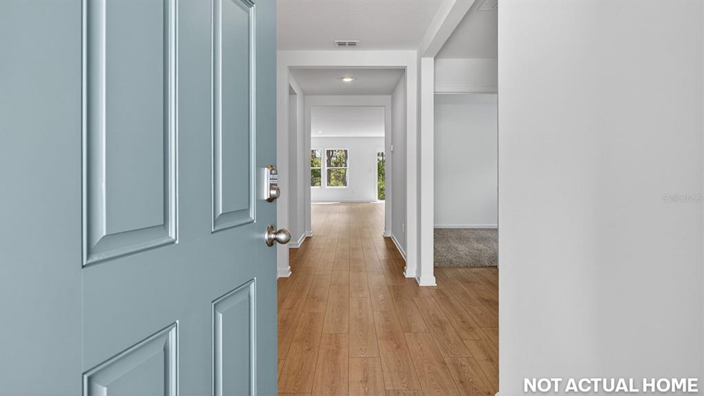 This is a digital rendering of an entryway looking into a hallway with wood-look flooring — 244 HAWTHORN AVENUE, PALM COAST, FL