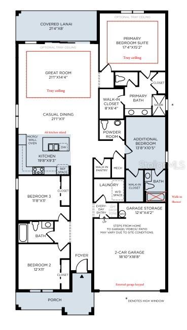 This floor plan shows a single-story home with three bedrooms, a garage, and a lanai — 2759 ARBOR DUNE AVENUE, APOPKA, FL