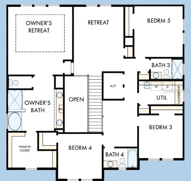 This is a floor plan of a house's second level featuring five bedrooms and four bathrooms — 812 W ORIENT STREET, TAMPA, FL
