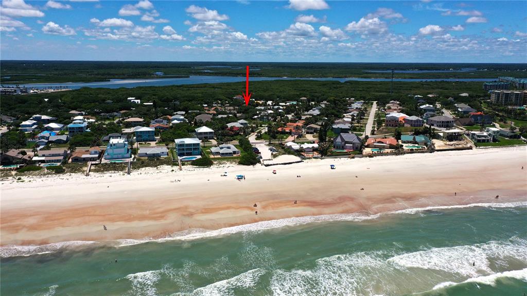 This aerial view shows a residential neighborhood near the coast with a highlighted property — 4714 MONTROSE AVENUE, PONCE INLET, FL