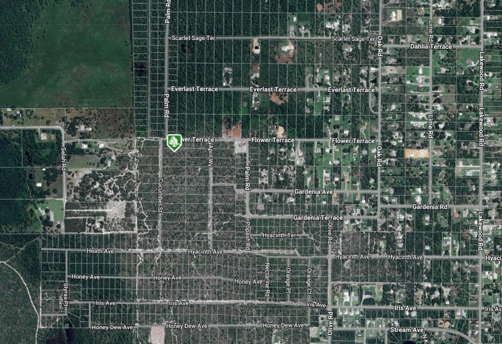 This is an aerial map view of a residential area with a grid of streets — 5306 CUCUMBER STREET, SEBRING, FL