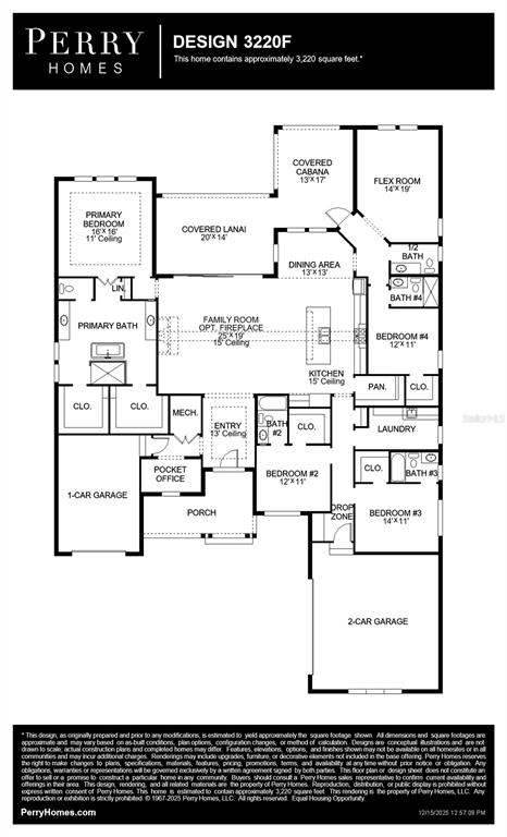 This is a floor plan for a single-story house featuring four bedrooms and three garages — 5386 CROWN PEAK COURT, BROOKSVILLE, FL