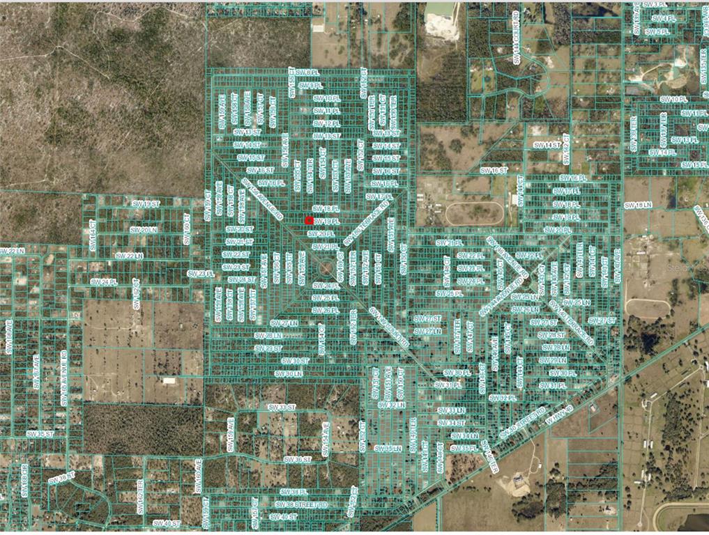 This is a map showing a grid of residential streets and land parcels — SW 19TH PLACE, OCALA, FL