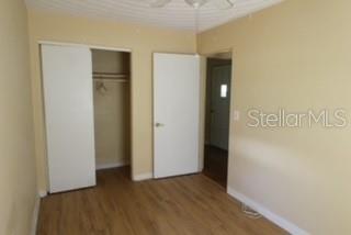 A room with light-colored walls, wood-look flooring, a closet, and two interior doors — 905 MARION DRIVE, MOUNT DORA, FL