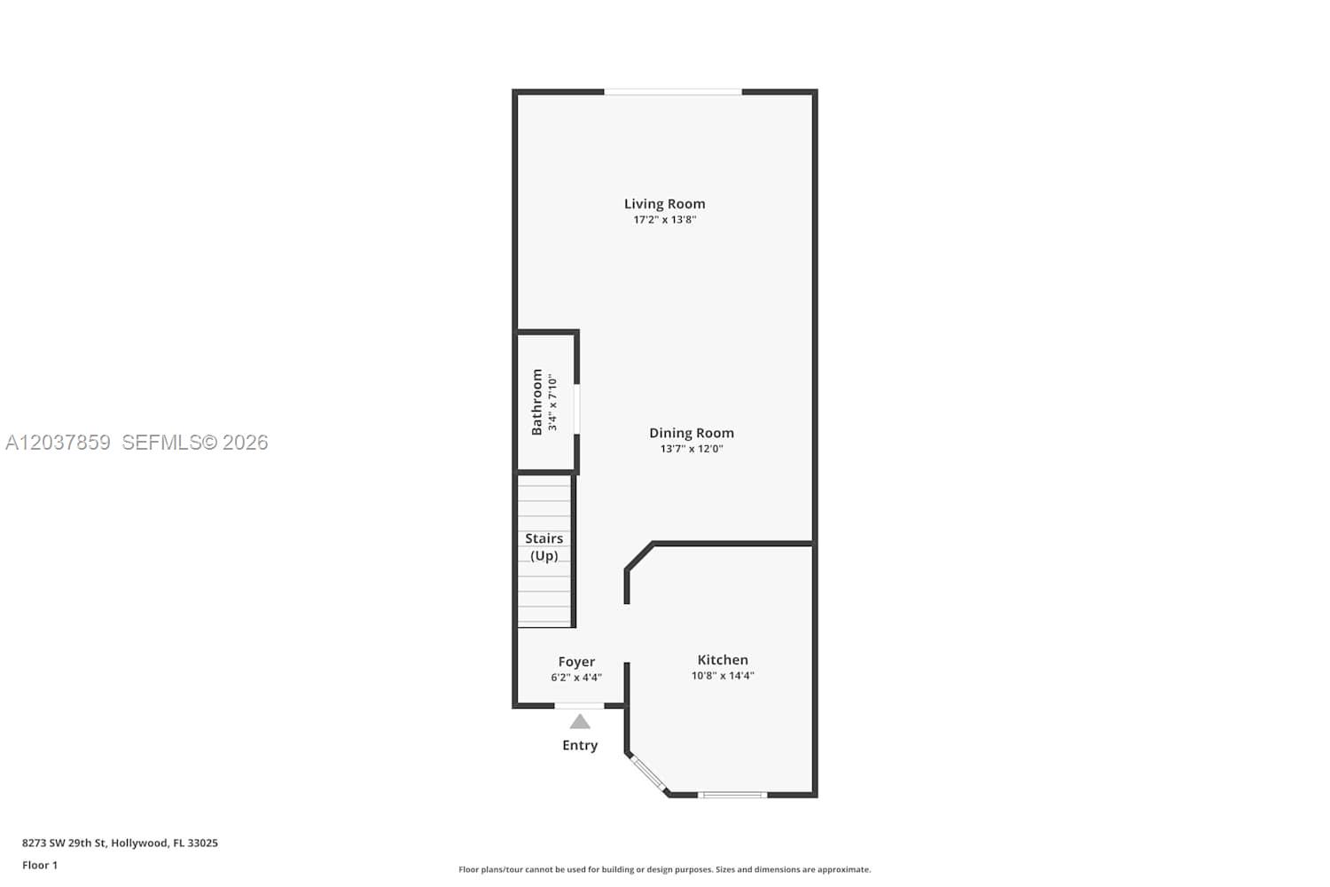 This is a floor plan of the first level of a residential property — MIRAMAR, FL