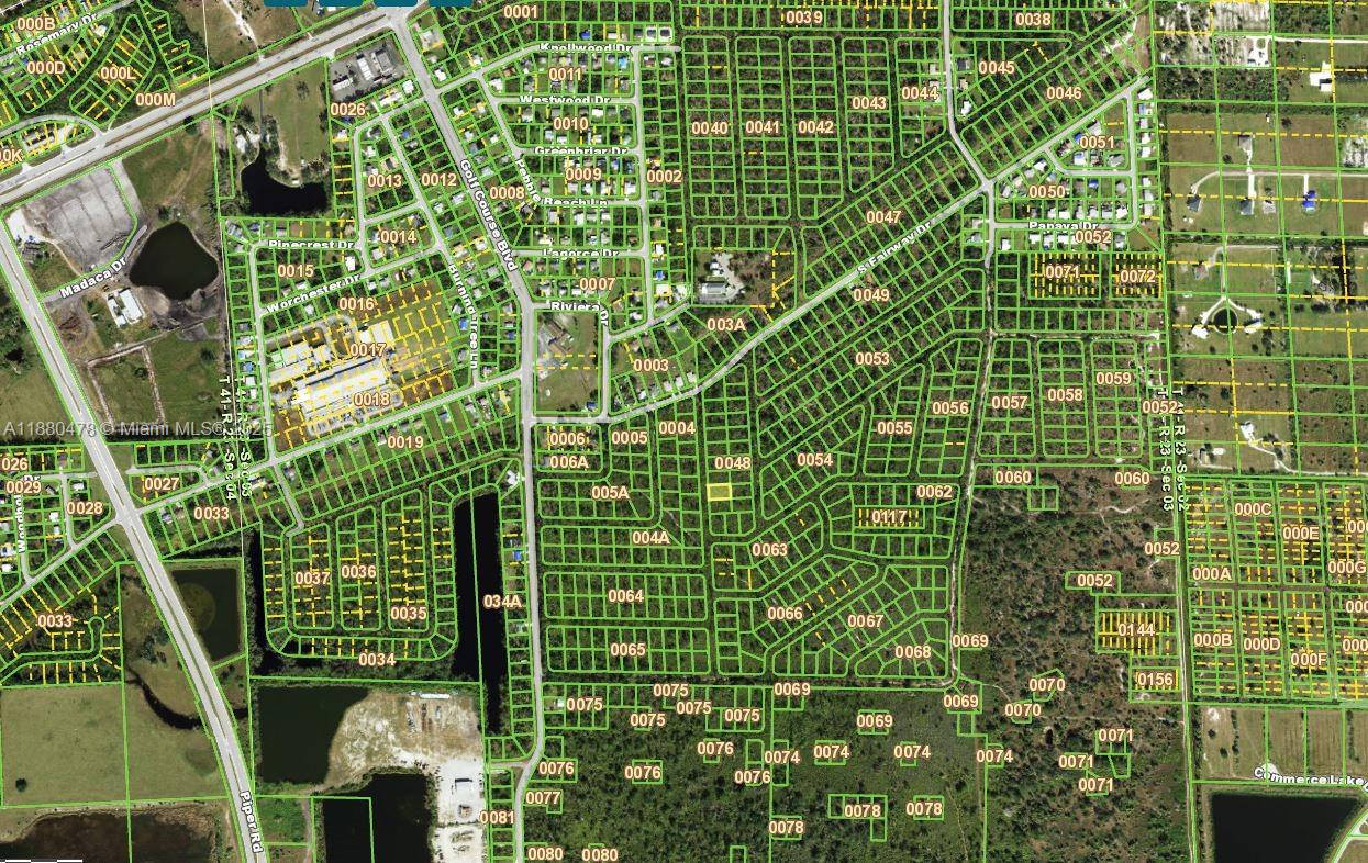 This is a satellite map showing residential streets, property lot lines, and surrounding green space — 920 Orange Brook Lane, Punta Gorda FL 33982, PUNTA GORDA, FL