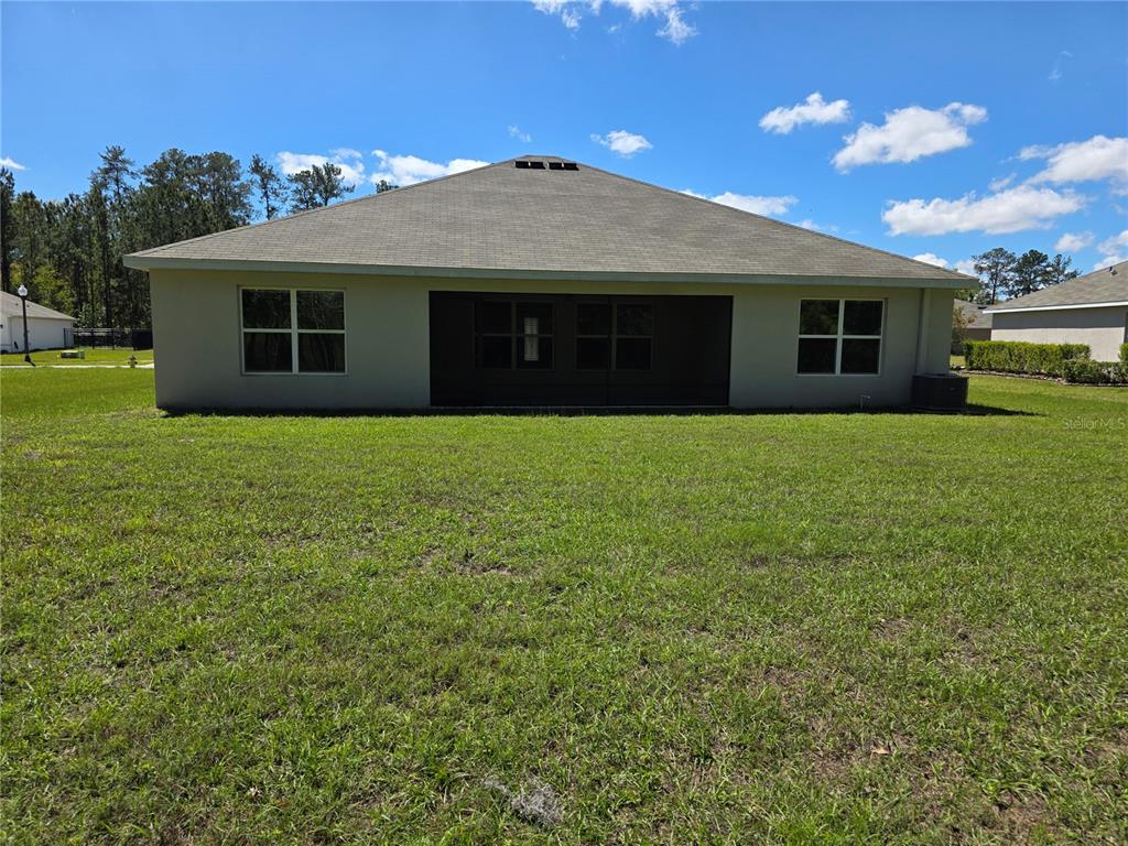 A grassy lot features a line of tall pine trees bordering a golf course fairway — 5058 DIANTHA WAY, BROOKSVILLE, FL