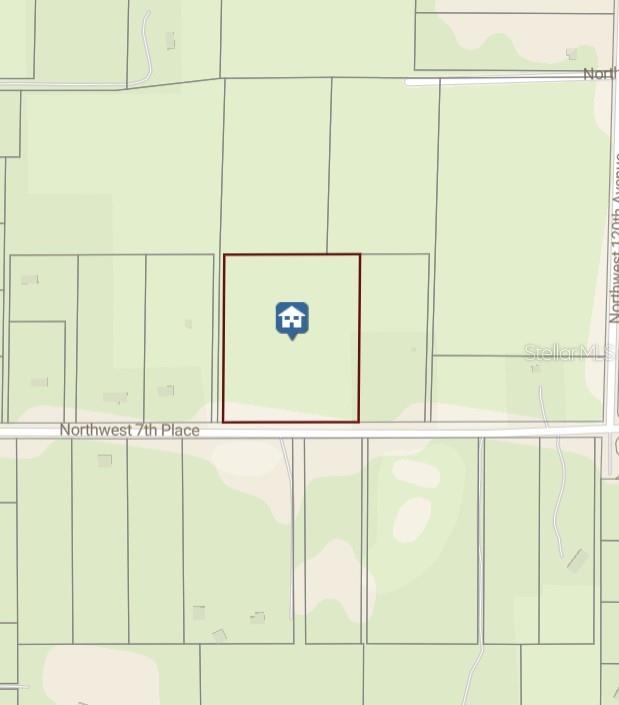 This is a map showing a rectangular parcel of land bordering Northwest 7th Place — 12191 NW 7TH PLACE, OCALA, FL