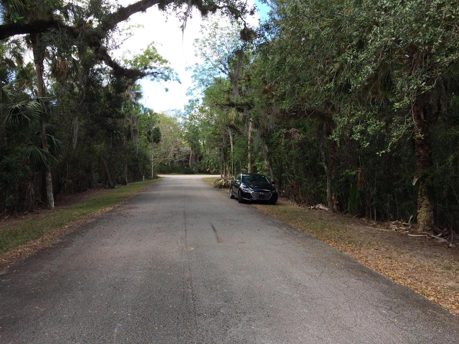 A black sedan is parked on the side of a paved road lined with trees — 1802 Old River Road, Fort Pierce FL 34982, FORT PIERCE, FL