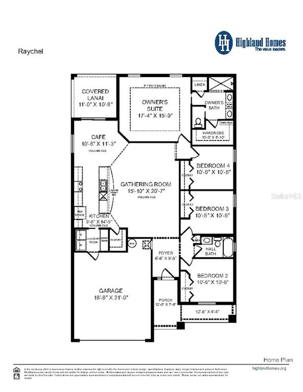 This is a floor plan for a single-story home featuring four bedrooms and a garage — 1697 ASTRID ROAD, DAVENPORT, FL