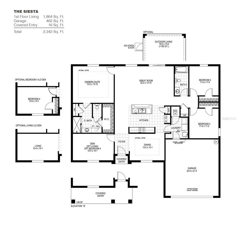 This is a floor plan for a single-story house named The Siesta — 4161 WATSON AVENUE, NORTH PORT, FL