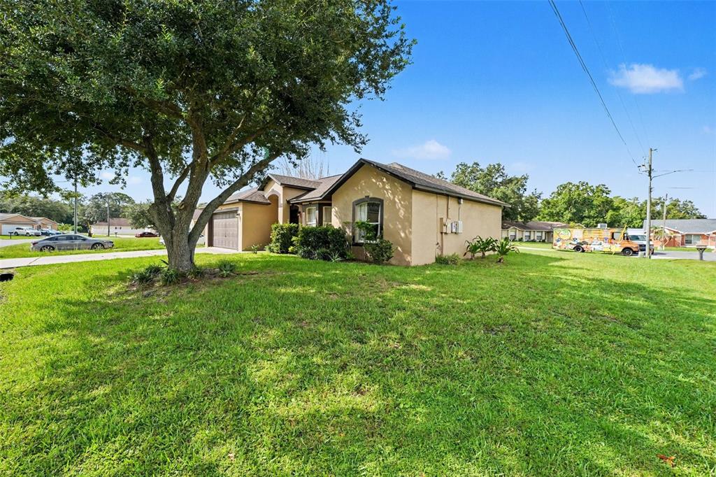 A tan, single-story house with a large tree in the front yard — 807 DEL PRADO DRIVE, KISSIMMEE, FL