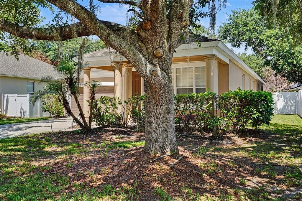 A single-story house with a large oak tree in the front yard and columned porch — 2210 GRANGER AVENUE, KISSIMMEE, FL
