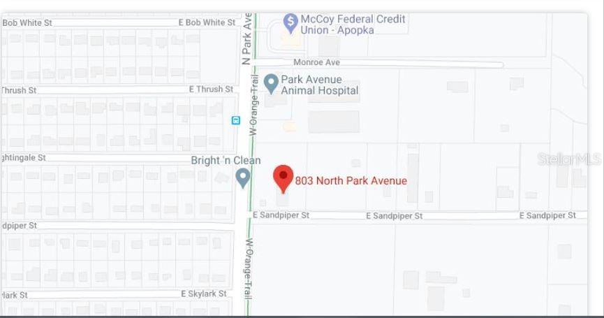 This is a map showing the location of a property near North Park Avenue — 803 N PARK AVENUE, APOPKA, FL