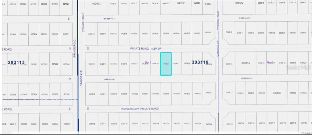 This is a plat map showing a highlighted parcel of land located on Alba Drive — 709 ALBA DRIVE, INDIAN LAKE ESTATES, FL