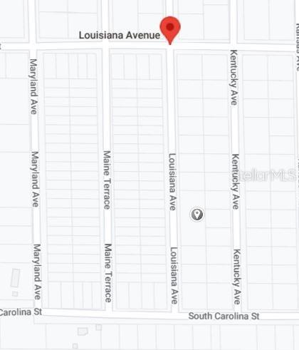This is a map showing street names and property lot lines in a residential area — 00 LOUISSIANA AVENUE, HAWTHORNE, FL