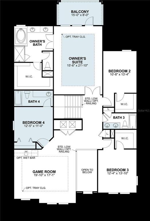 This is a floor plan for the second level of a residential home — 1719 RIVULET WAY, ZEPHYRHILLS, FL