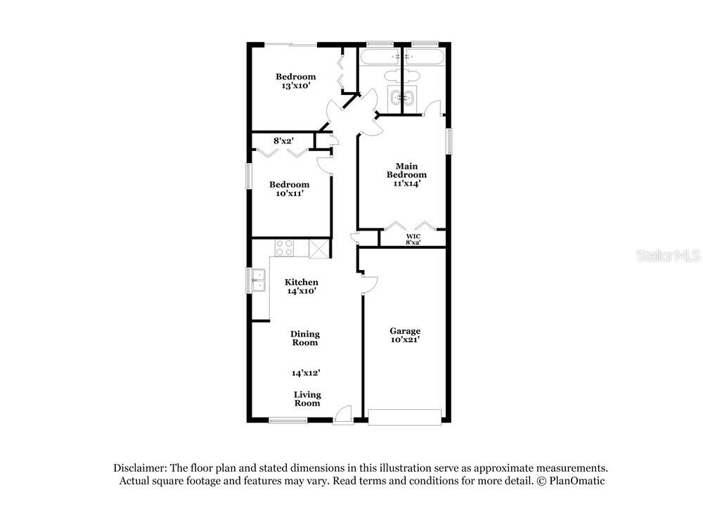 This is a floor plan for a single-story home with a garage and three bedrooms — 6123 SAND KEY LANE, WESLEY CHAPEL, FL