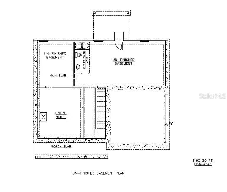 This is a floor plan for an unfinished basement with a future bathroom area — 206 FRESHWATER COURT, LAGRANGE, GA