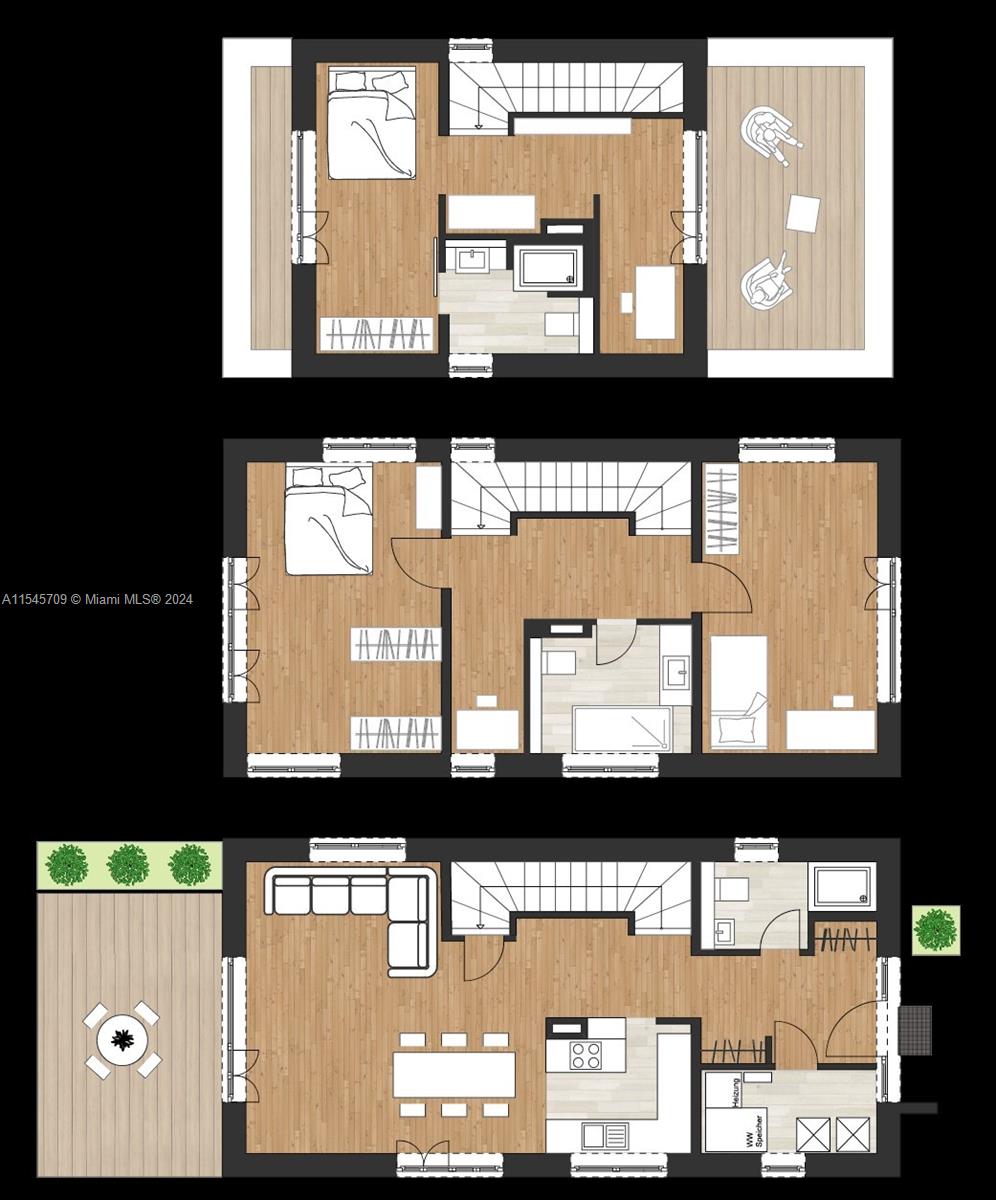 This floor plan shows three levels of a residential home with bedrooms, bathrooms, and living areas — 294 Wendenschlosstrassse, NY 12557, NY