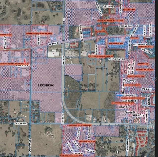 This is a map showing property boundaries and street names in a section of Leesburg — 2810 SOUTH STREET, LEESBURG, FL