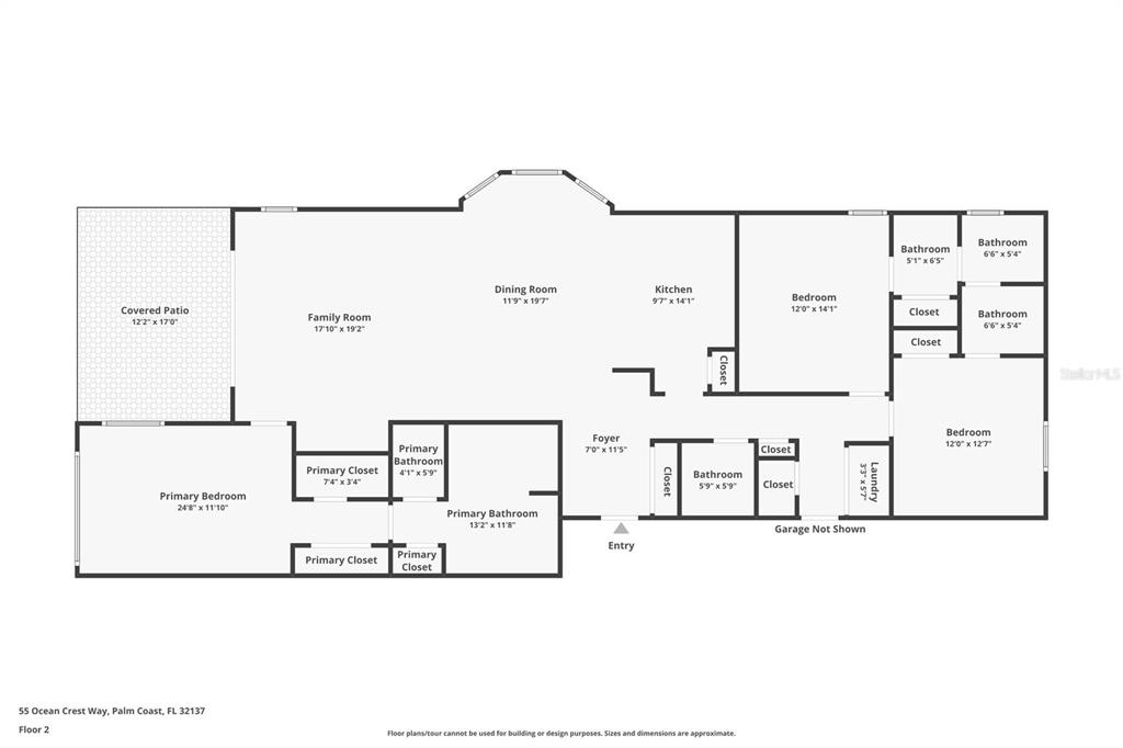 This is a floor plan showing the layout of a house with multiple bedrooms and bathrooms — 55 OCEAN CREST WAY UNIT 922, PALM COAST, FL