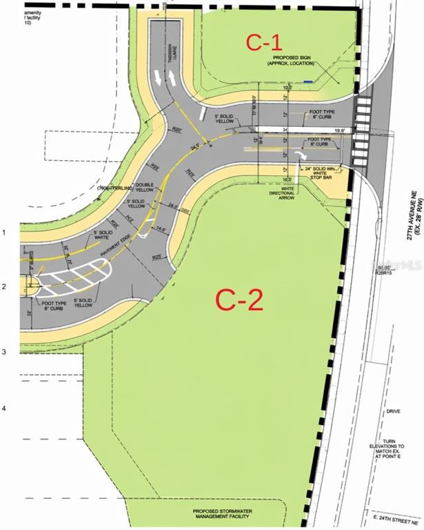 This is a site plan rendering showing a proposed road layout, landscaping, and lot boundaries — 2282 JUNGLE DRIVE, RUSKIN, FL