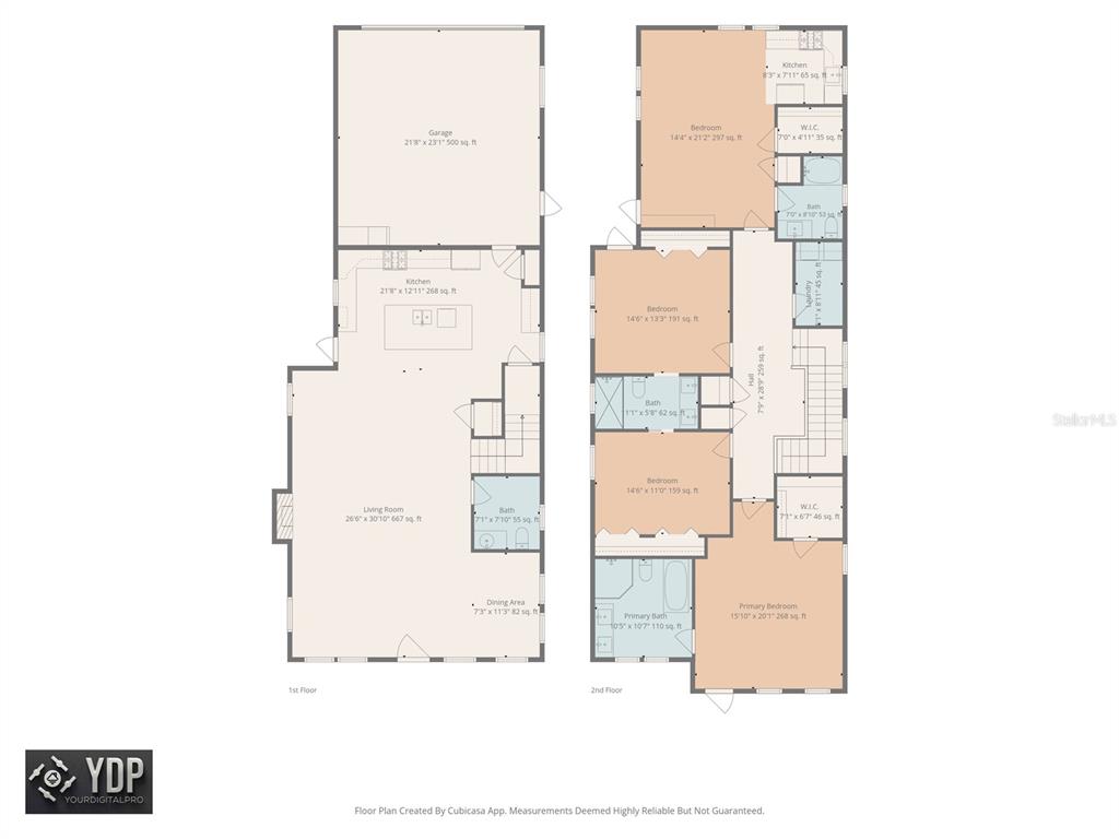 This is a two-story floor plan showing a garage, living areas, and multiple bedrooms — 2430 6TH AVENUE N, ST PETERSBURG, FL