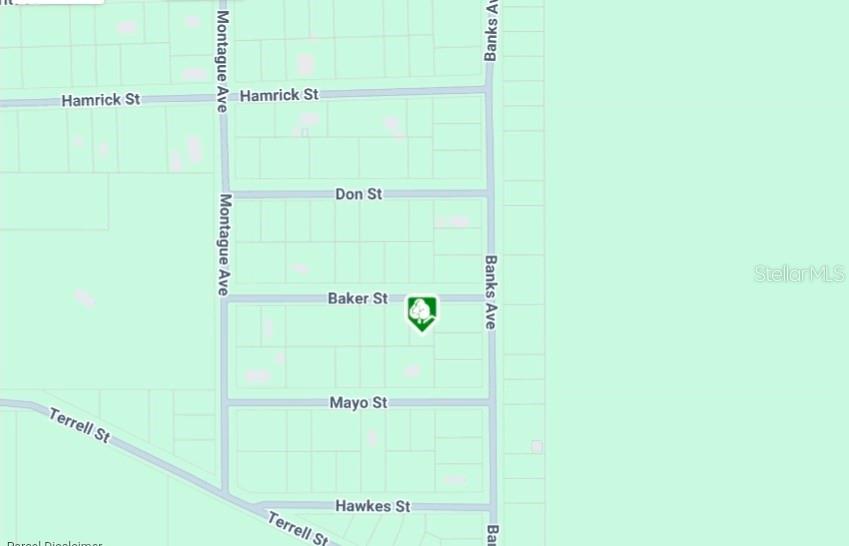 This is a map showing street layouts and property lines in a residential neighborhood — LOT 8 BAKER STREET, INTERLACHEN, FL