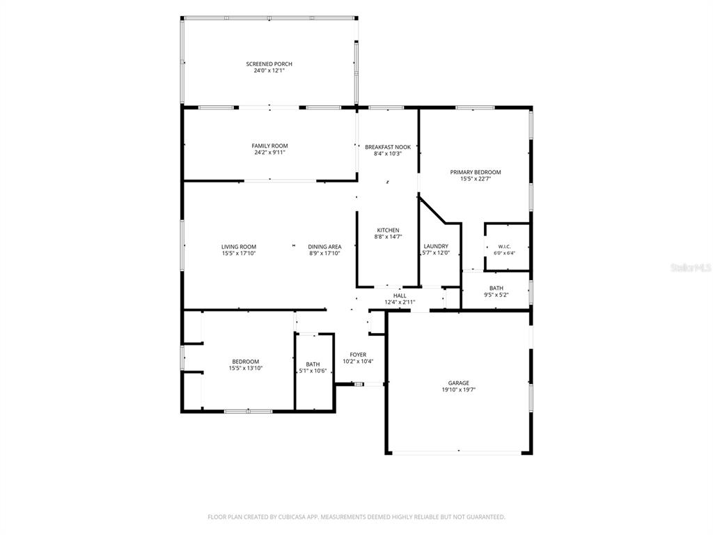 This is a floor plan of a single-story house with three bedrooms and a garage — 1816 GRANVILLE LANE, SUN CITY CENTER, FL