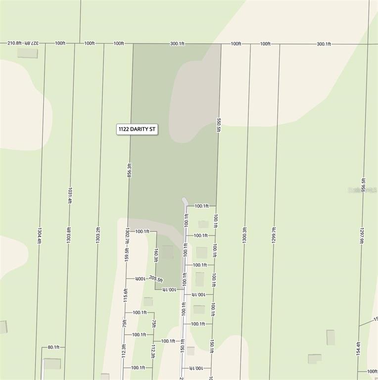 This is a property map showing parcel boundaries and dimensions for a residential area — 1122 DARITY STREET, APOPKA, FL