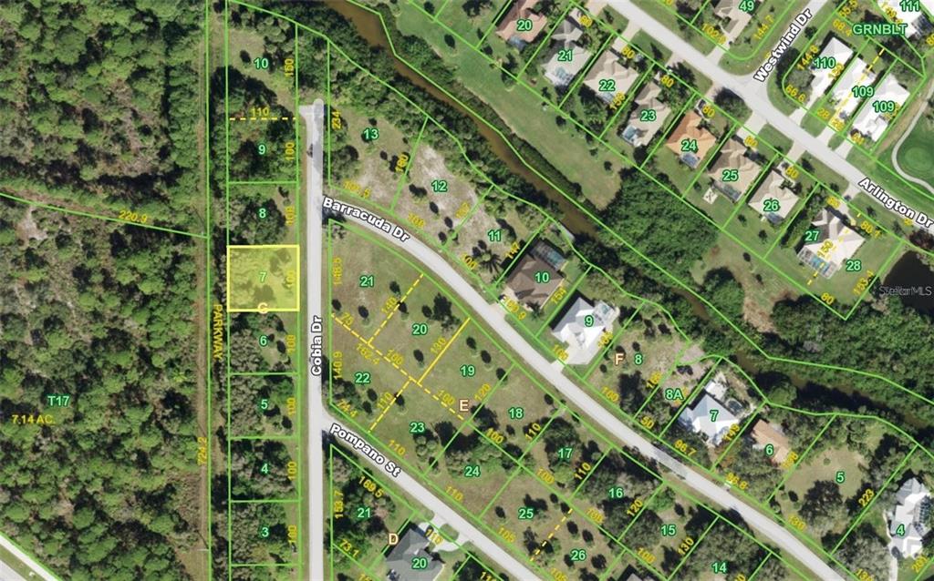 This is a satellite map showing residential lots and streets in a suburban neighborhood — 70 COBIA DRIVE, PLACIDA, FL