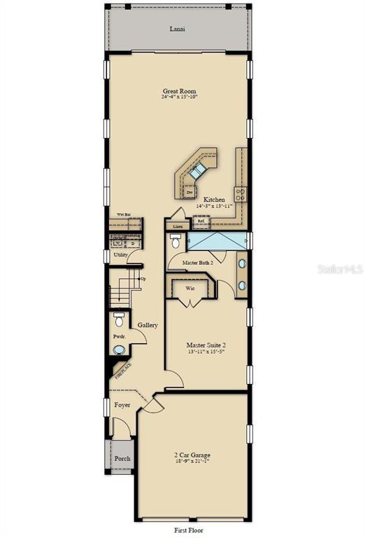 This is a floor plan for the first level of a home with a garage — 1535 COROLLA COURT, REUNION, FL