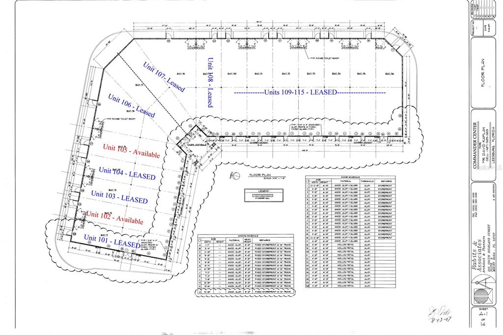 This is a floor plan for a commercial building featuring multiple leasable units — 27900 US HIGHWAY 27 HIGHWAY, LEESBURG, FL