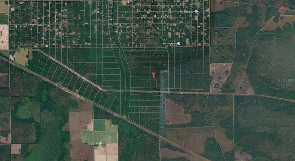 This aerial map shows a large, undeveloped plot of land divided into rectangular parcels — JAMES STREET, HASTINGS, FL