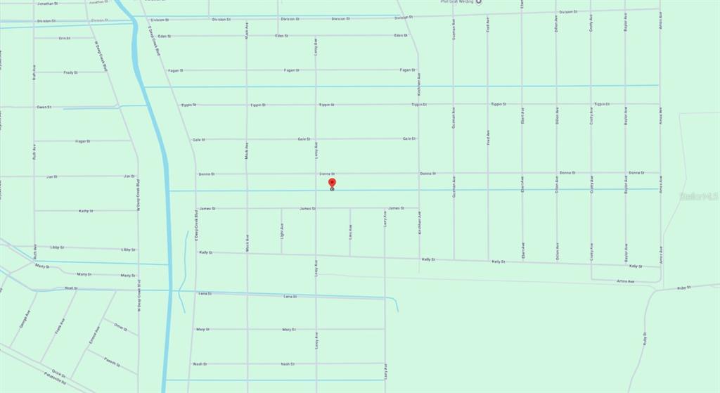 This is a map showing a residential neighborhood with a red pin marking a location — JAMES STREET, HASTINGS, FL