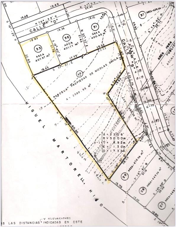This is a land survey map showing property boundaries, lot numbers, and dimensions for several parcels — CAP DE MAR, BREÑAS, VEGA ALTA, PR