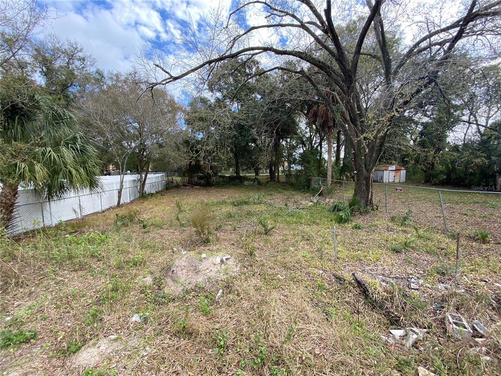 A vacant, grassy lot features a chain-link fence and several mature trees — 2907 CORD STREET, TAMPA, FL
