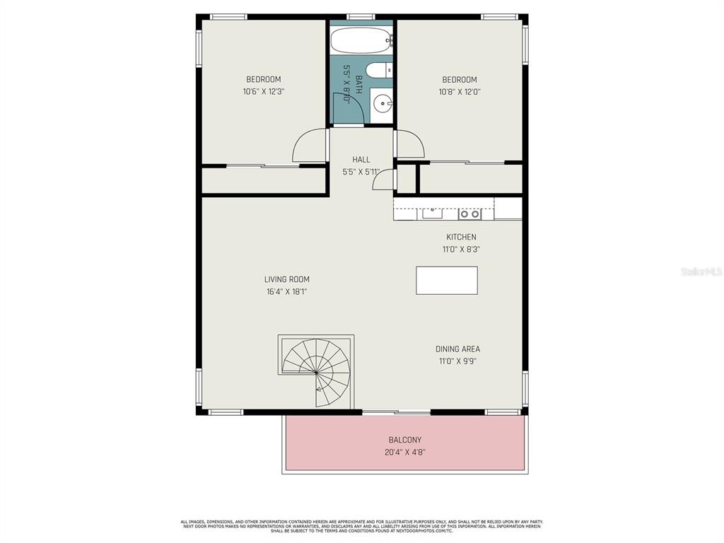 This is a floor plan of a residential unit featuring two bedrooms, a bathroom, and a balcony — 8425 W GULF BOULEVARD, TREASURE ISLAND, FL